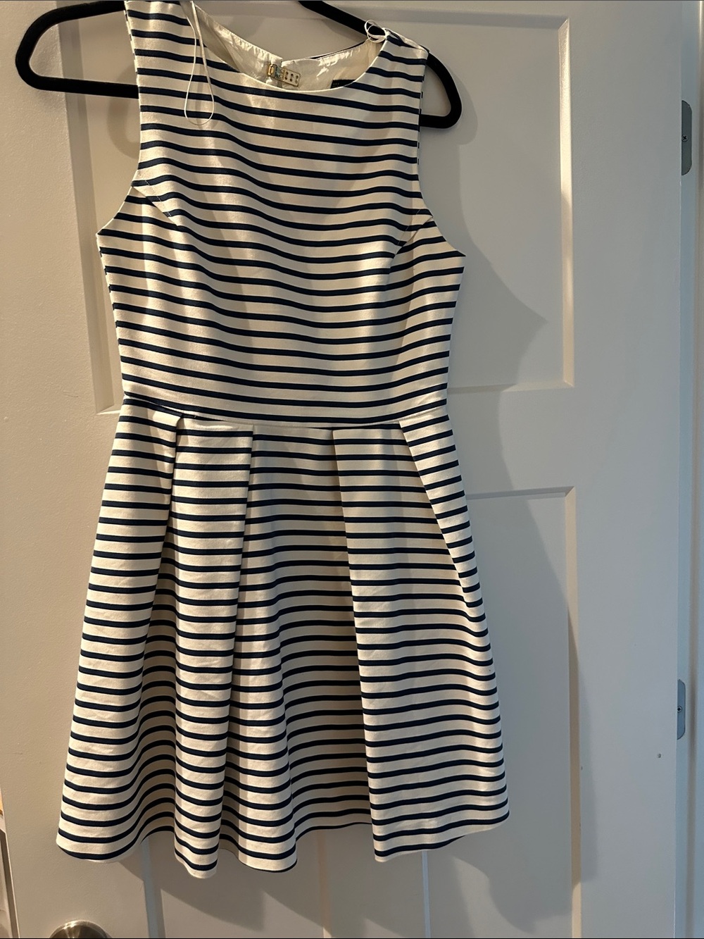 Zara Navy and White Striped Sleeveless Fit & Flare Dress